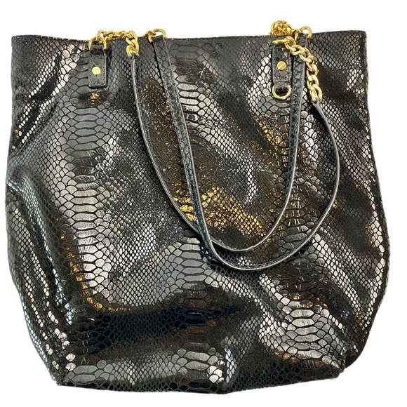 Michael Kors Jet Set Chain Tote Leather Black Handbag - Picture 3 of 7